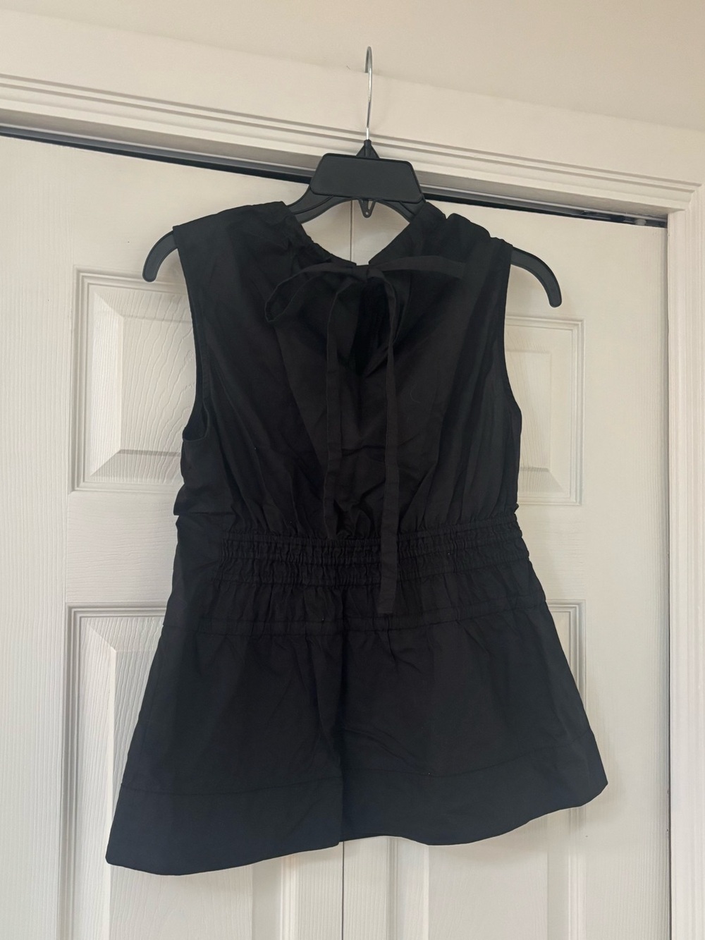 PROENZA SCHOULER White Label Birdie Shirred Cotton Poplin Blouse in Black - Picture 12 of 14